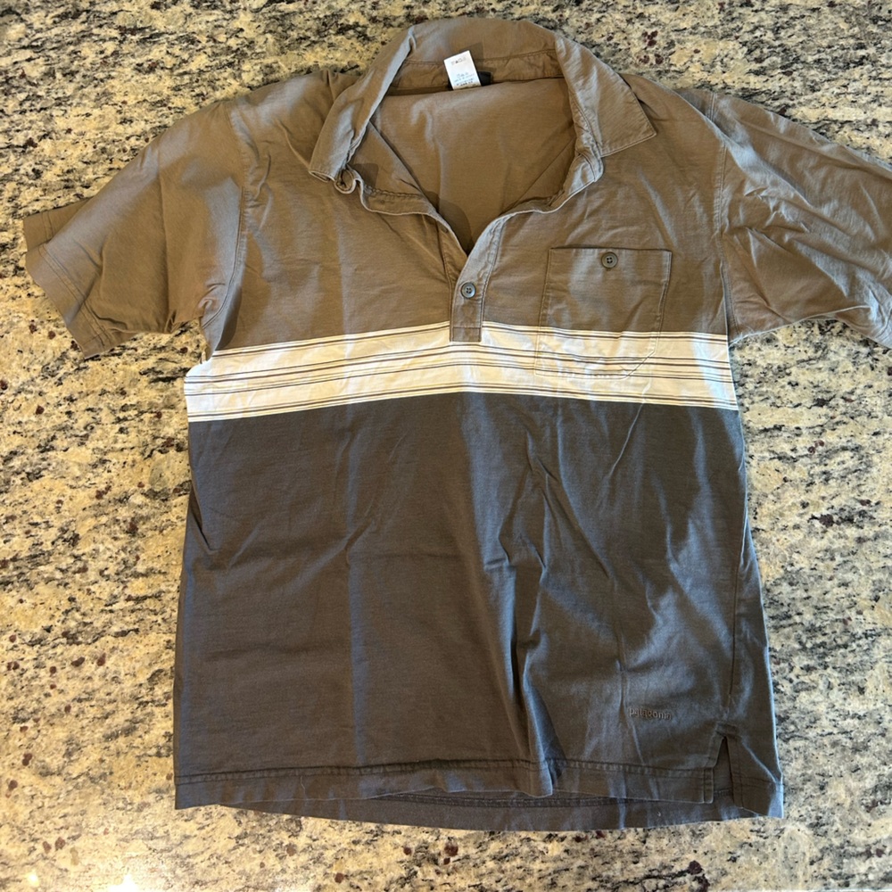 Men’s Patagonia medium striped polo shirt